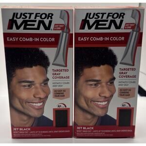 2-Pack Just for Men Easy Comb In Hair Color A-60 Jet Black Gray Coverage